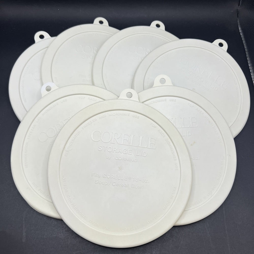 Set of 7 Corelle Plastic Storage Lids for 18 oz Soup Cereal Bowl 418-PC 6 1/4"